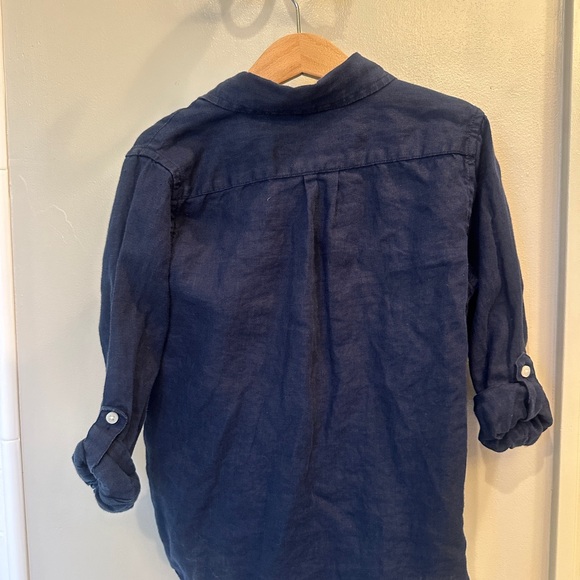 Janie and Jack linen Blue Button Down Shirt - Picture 4 of 4